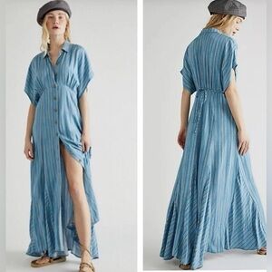 Free People Light Blue Striped Maxi Dress